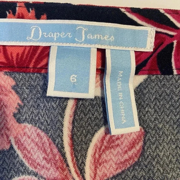 Draper James Darlington Floral Skirt Size 6 Navy‎ Blue Pink Tropical Resort - Picture 8 of 10